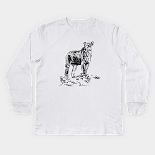 Lioness Ink Drawing Kids Long Sleeve T-Shirt